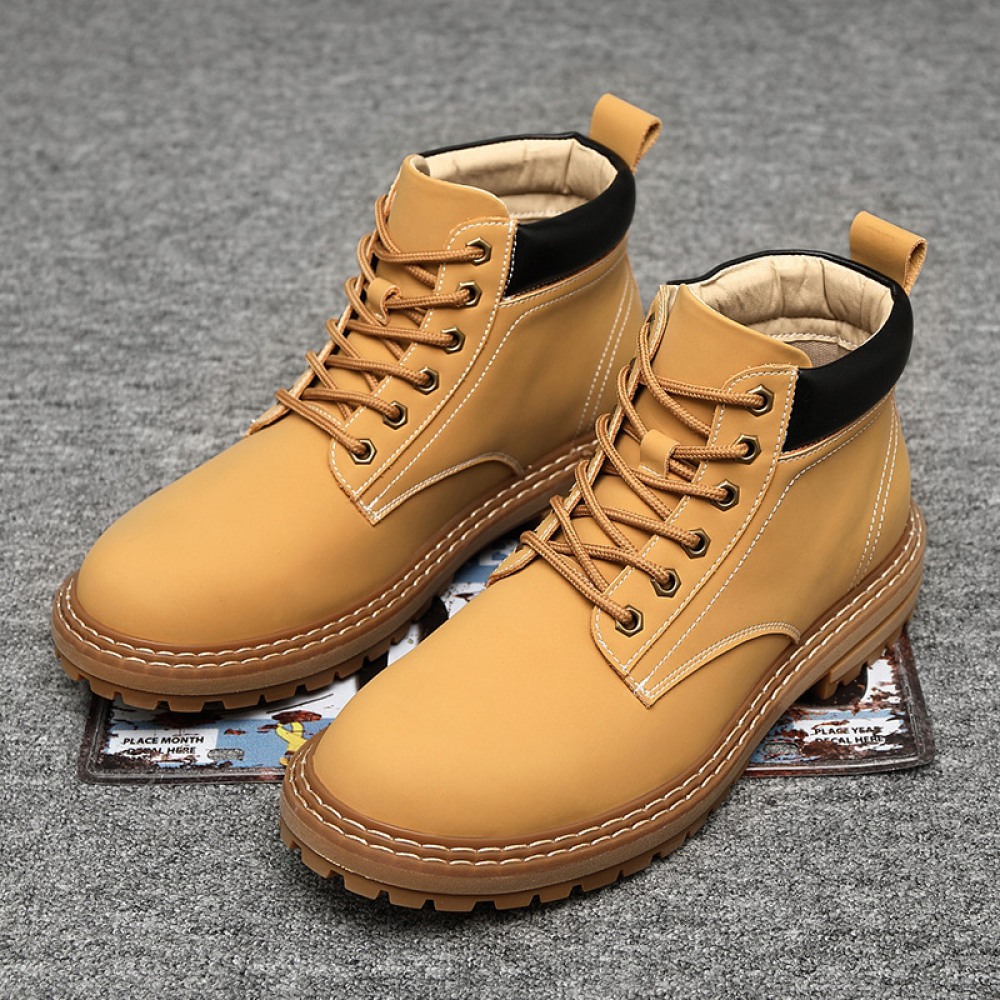 New Men's Leather Short Martin Boots Desert Rhubarb Boots High-Top Shoes