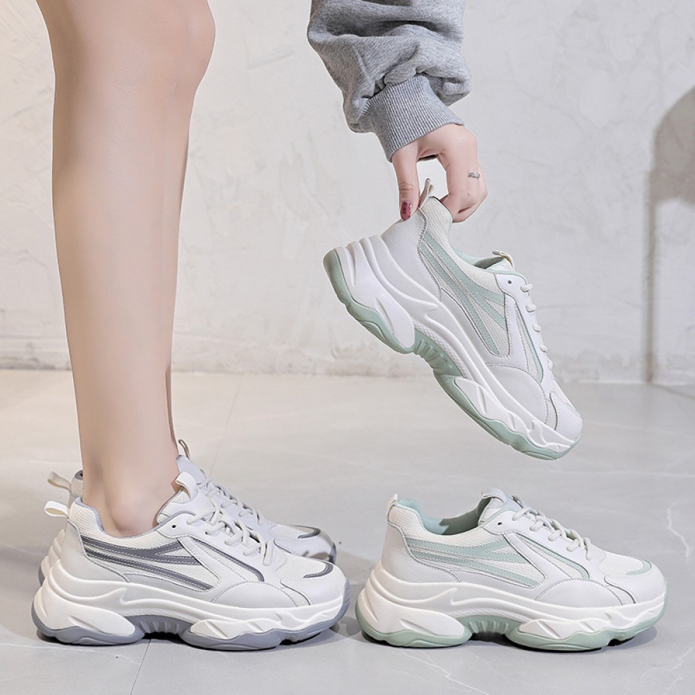 Spring New Thick Bottom Mesh Breathable Soft Bottom Color Matching Sports Casual Women